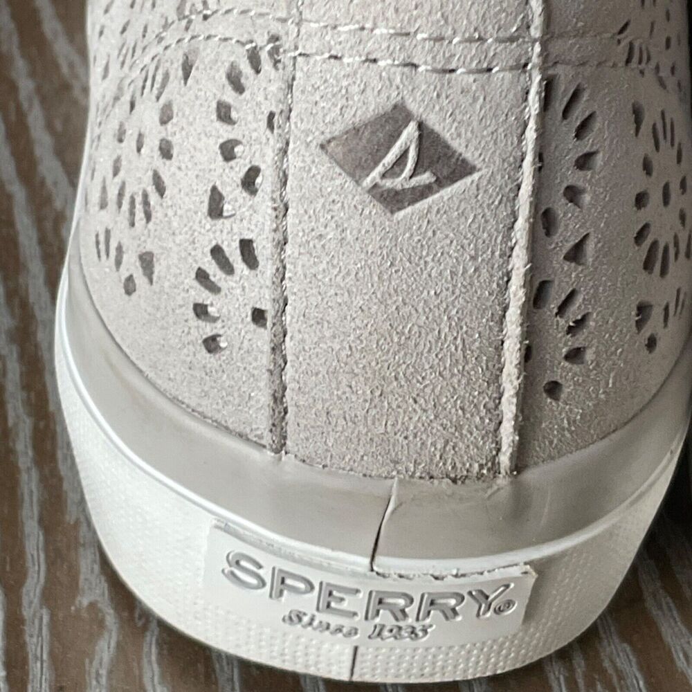 Sperry Seaside Perforated Gray Slip-on Sneaker Womens 9M EUC - Picture 10 of 15